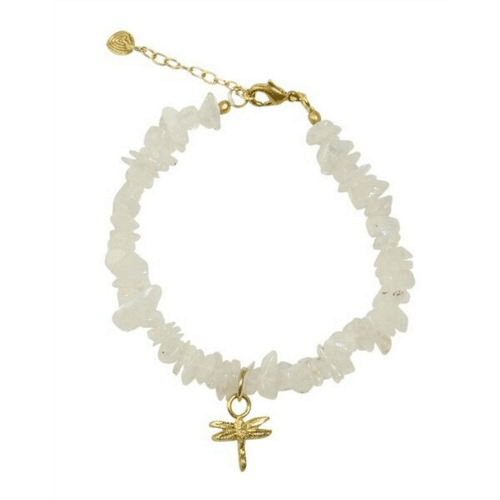Armband Power Regenboog Maansteen Libelle Goud