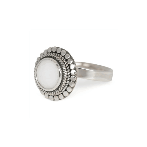 Ring Cherry Blossom White Agate